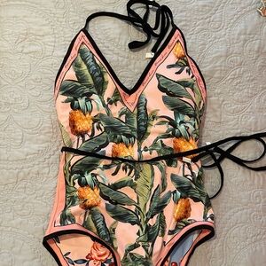 Tropical Print Swimsuit with Pineapple Design